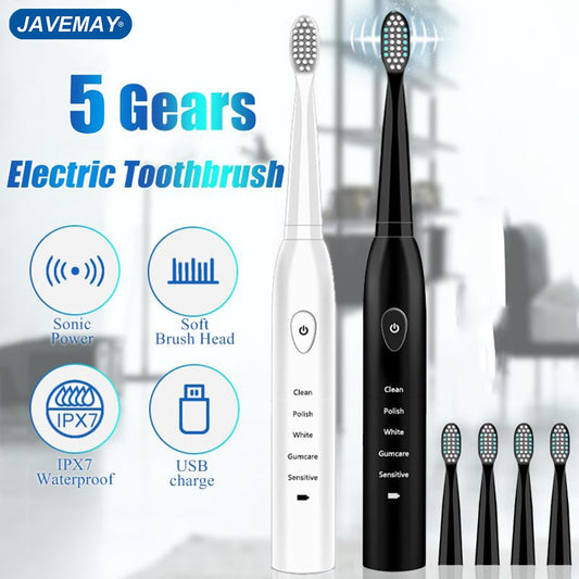 Powerful Ultrasonic Electric Toothbrush & Attachments